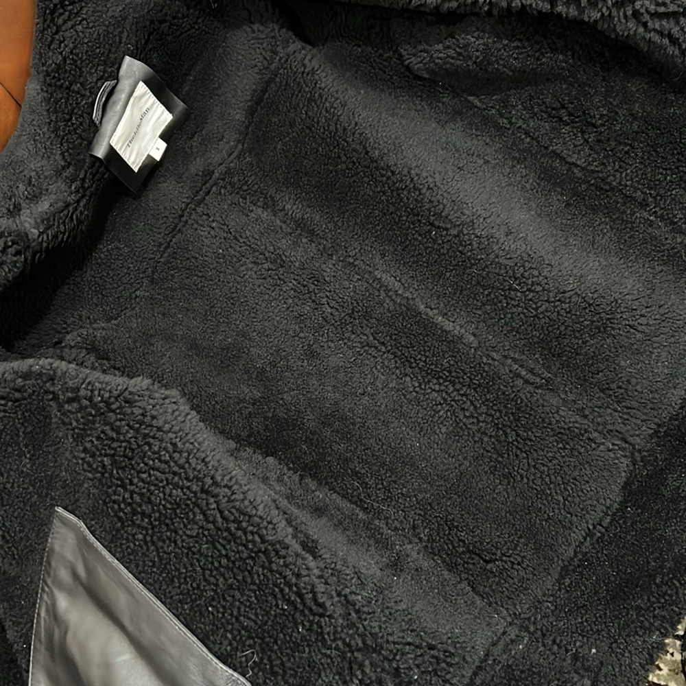 100% Shearling Flight Jacket made in India by Idleman. Color: Black Size: Large - Picture 11 of 14